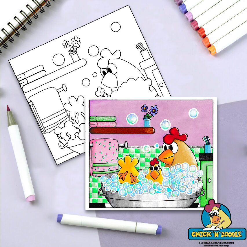 Bath Time Colouring Page