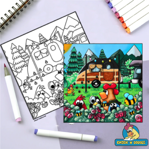 Birds and Bees Colouring Page