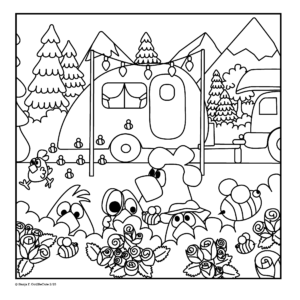 Cute and cozy Chicken family camping and beewatching