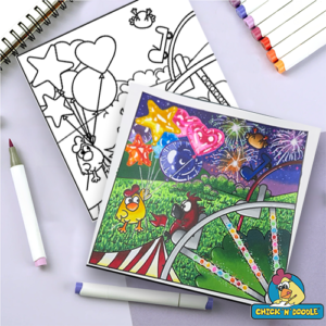 Cute and easy colouring page chickens and hens