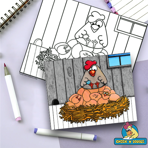 Mother Hen Colouring Page