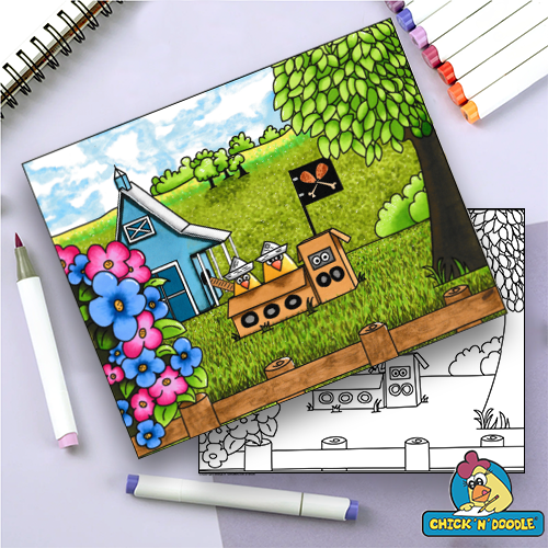 Pirate Chickens Colouring Page