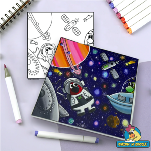 Space Encounter Colouring Page