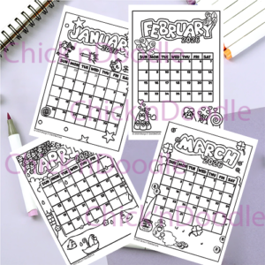 Cute and Colorable 2026 Monthly Planner Digital Pages for download - Image 2