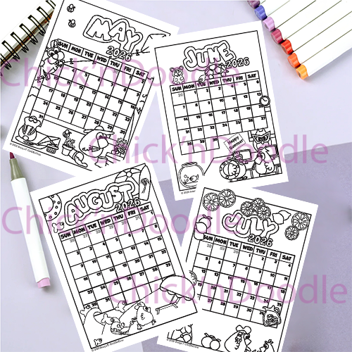 Cute and Colorable 2026 Monthly Planner Digital Pages for download