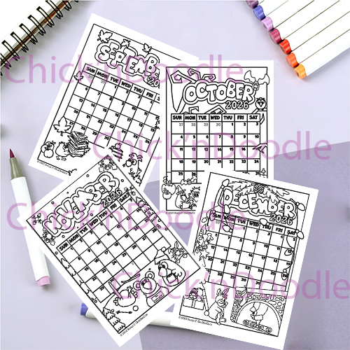 Cute and Colorable 2026 Monthly Planner Digital Pages for download