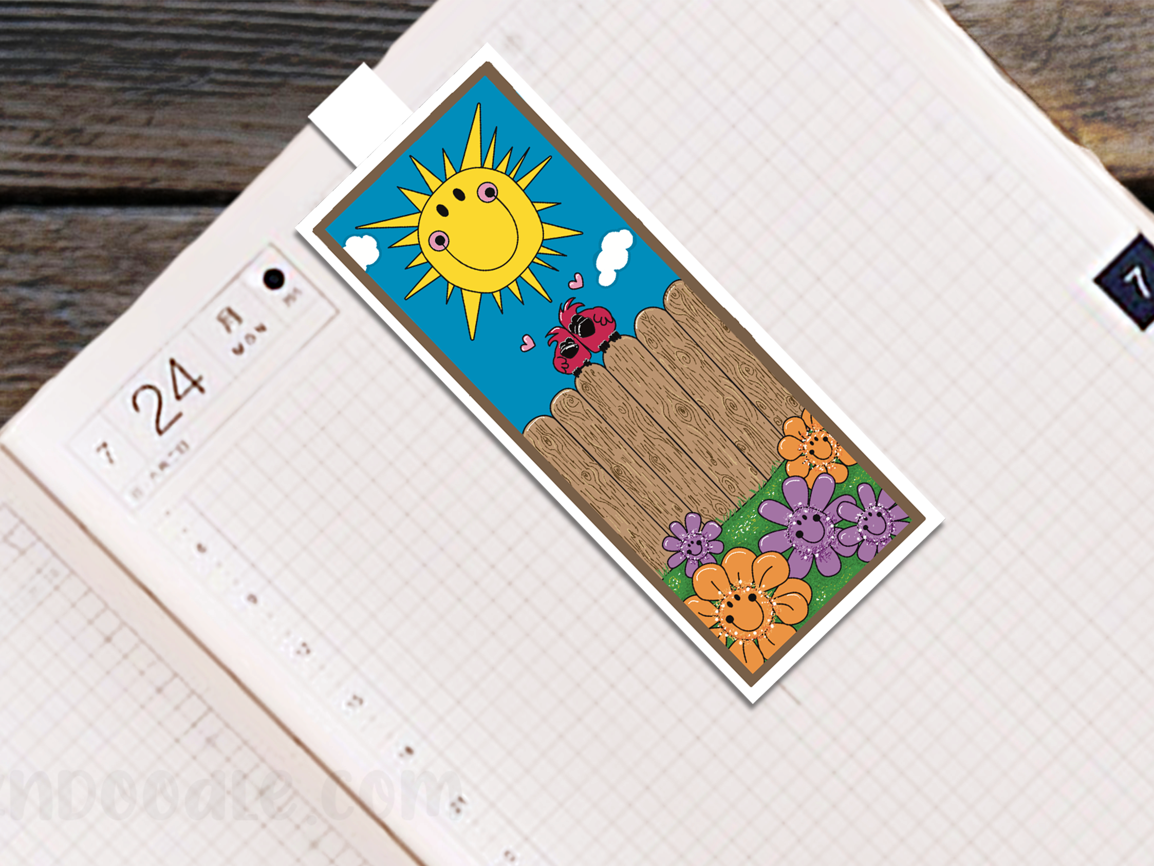 Original Handmade Lovebirds Bookmark