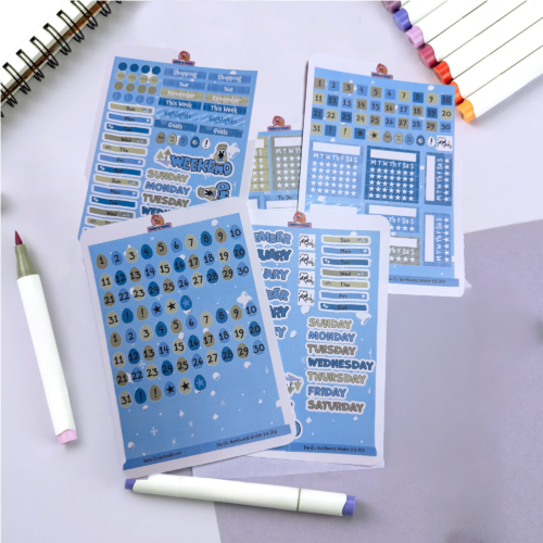 Winter-themed stickers planners