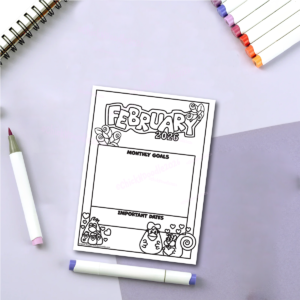 Handmade Monthly Goals Stickers for Planners and Journals - Digital Download for coloring - Image 4