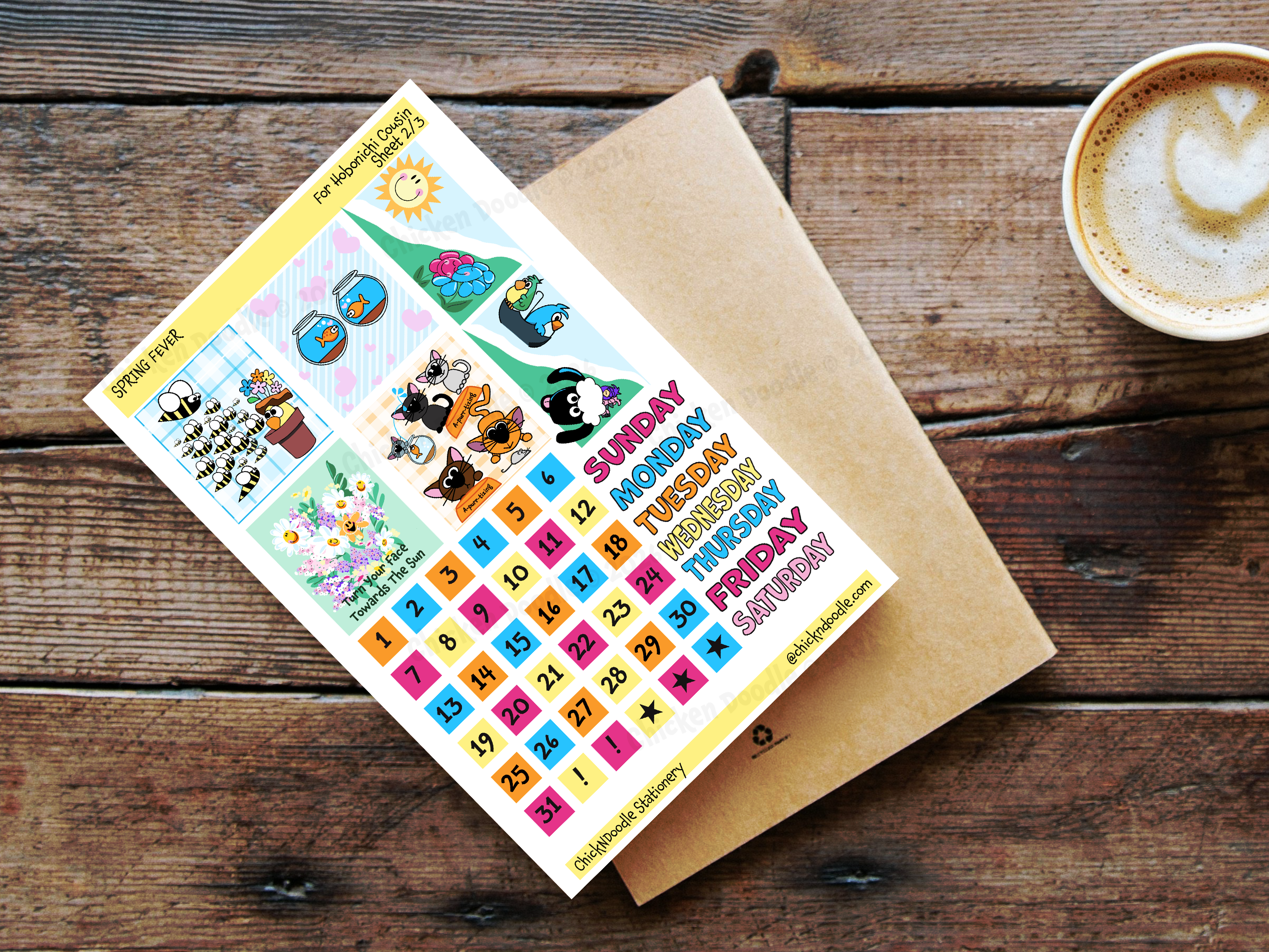 Handmade Package of 3 Spring-Themed Sticker Sheets to Make Your Journaling Hobby Easy!