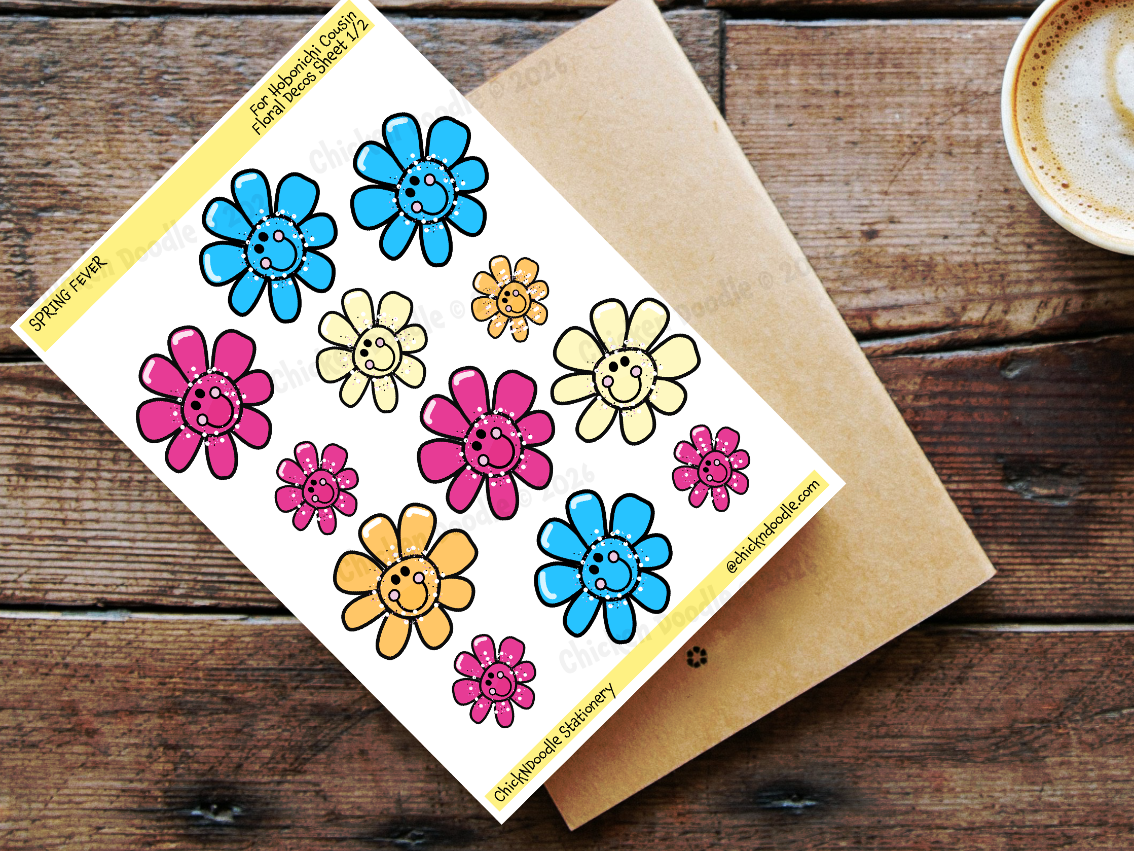 Spring-themed decorative floral stickers for journals,. planners and scrapbooks