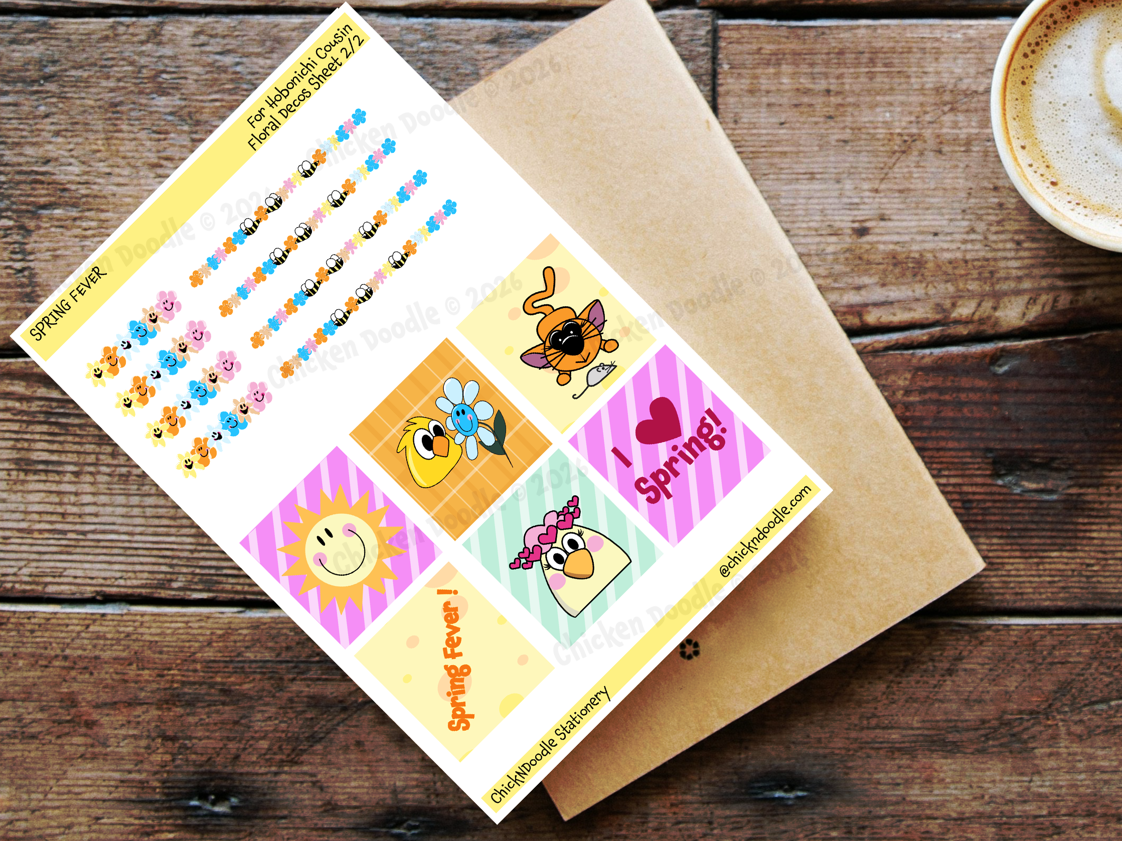 Handmade Package of 3 Spring-Themed Sticker Sheets to Make Your Journaling Hobby Easy!