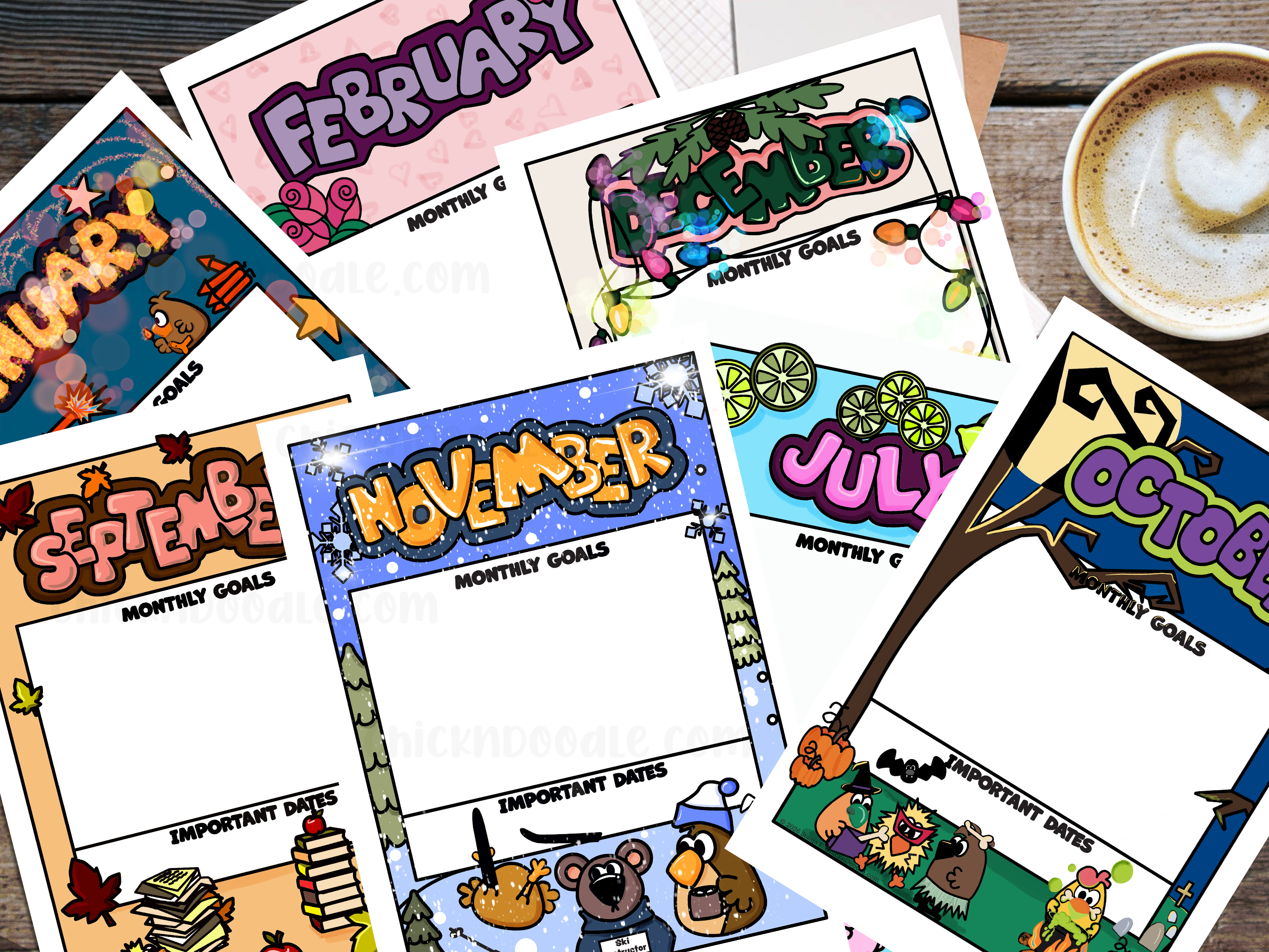Monthly Goal Stickers for Planners and Journals