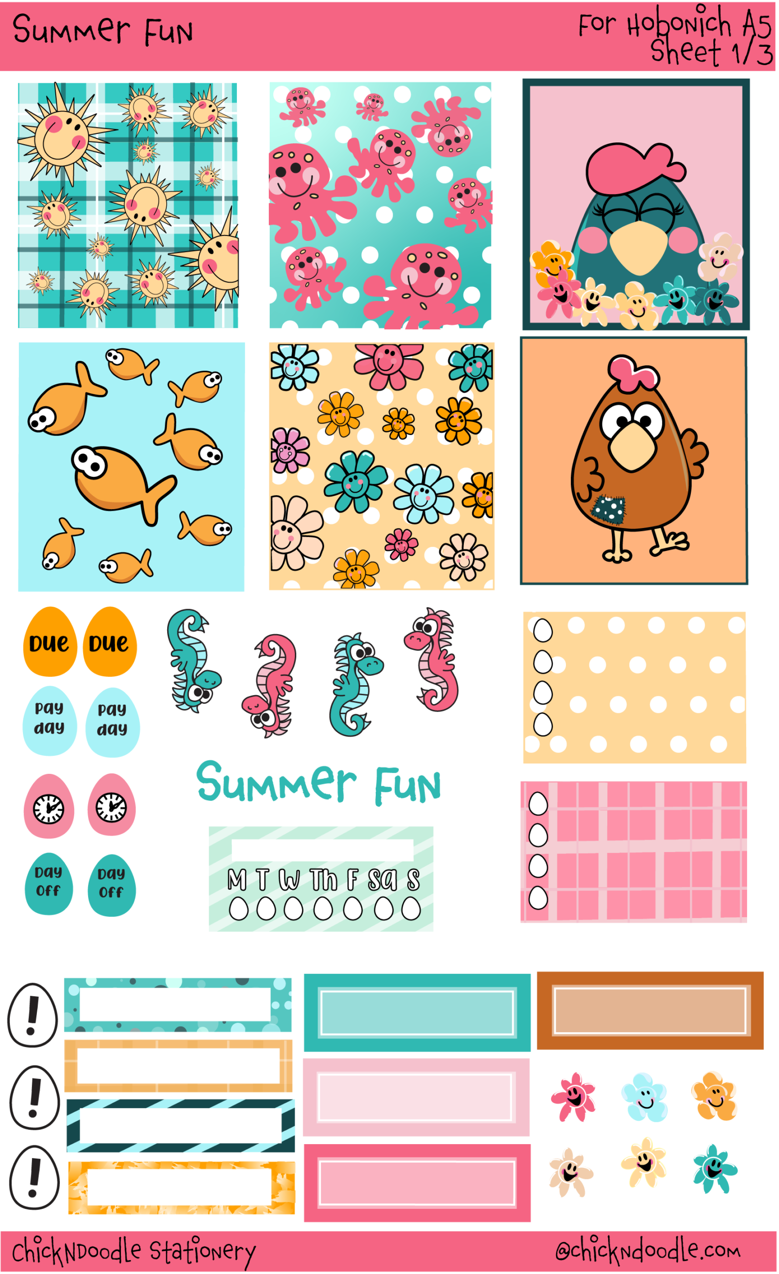 Summer Fun Stickers - A5 Medium