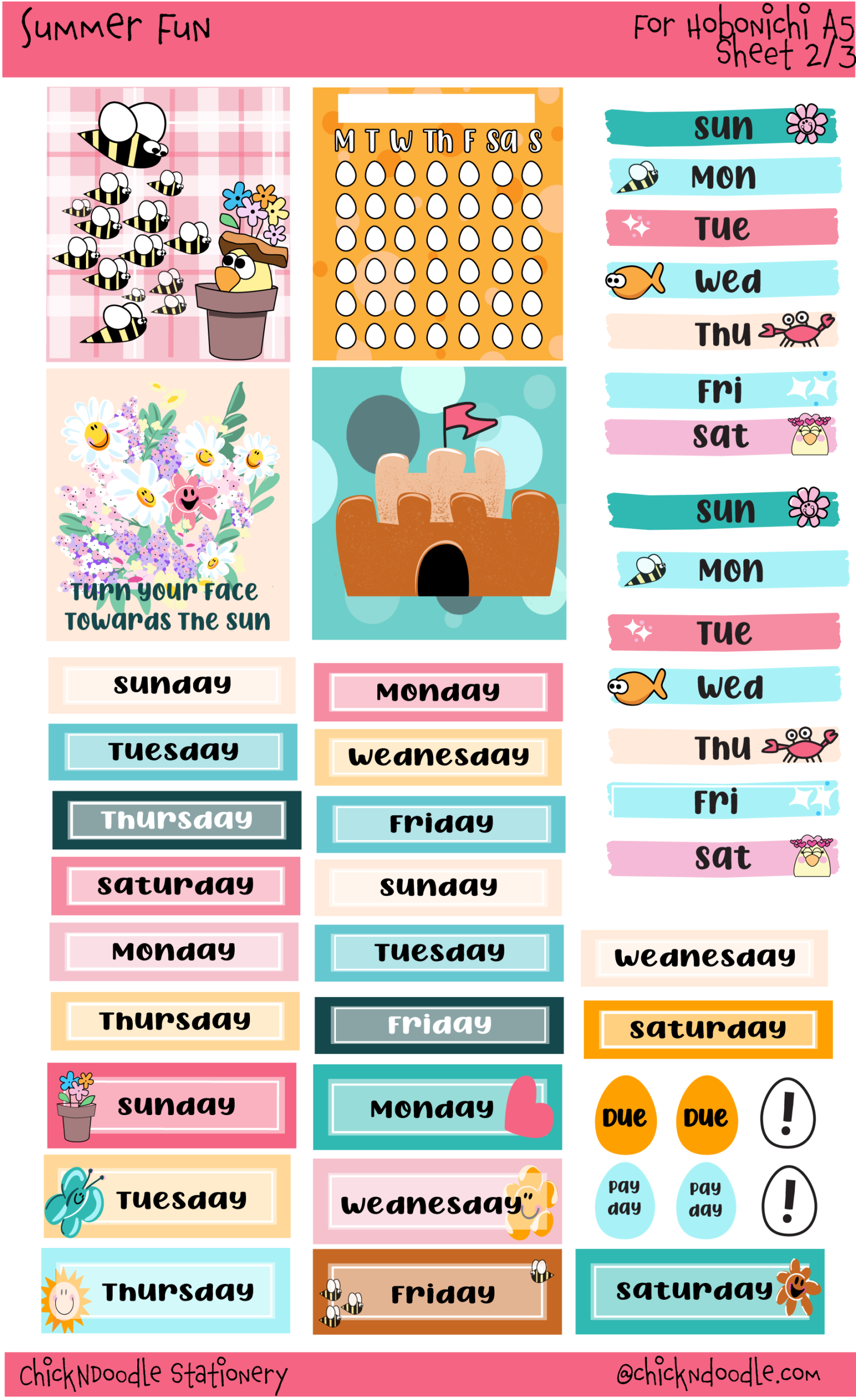 Summer Fun Stickers - A5 Medium