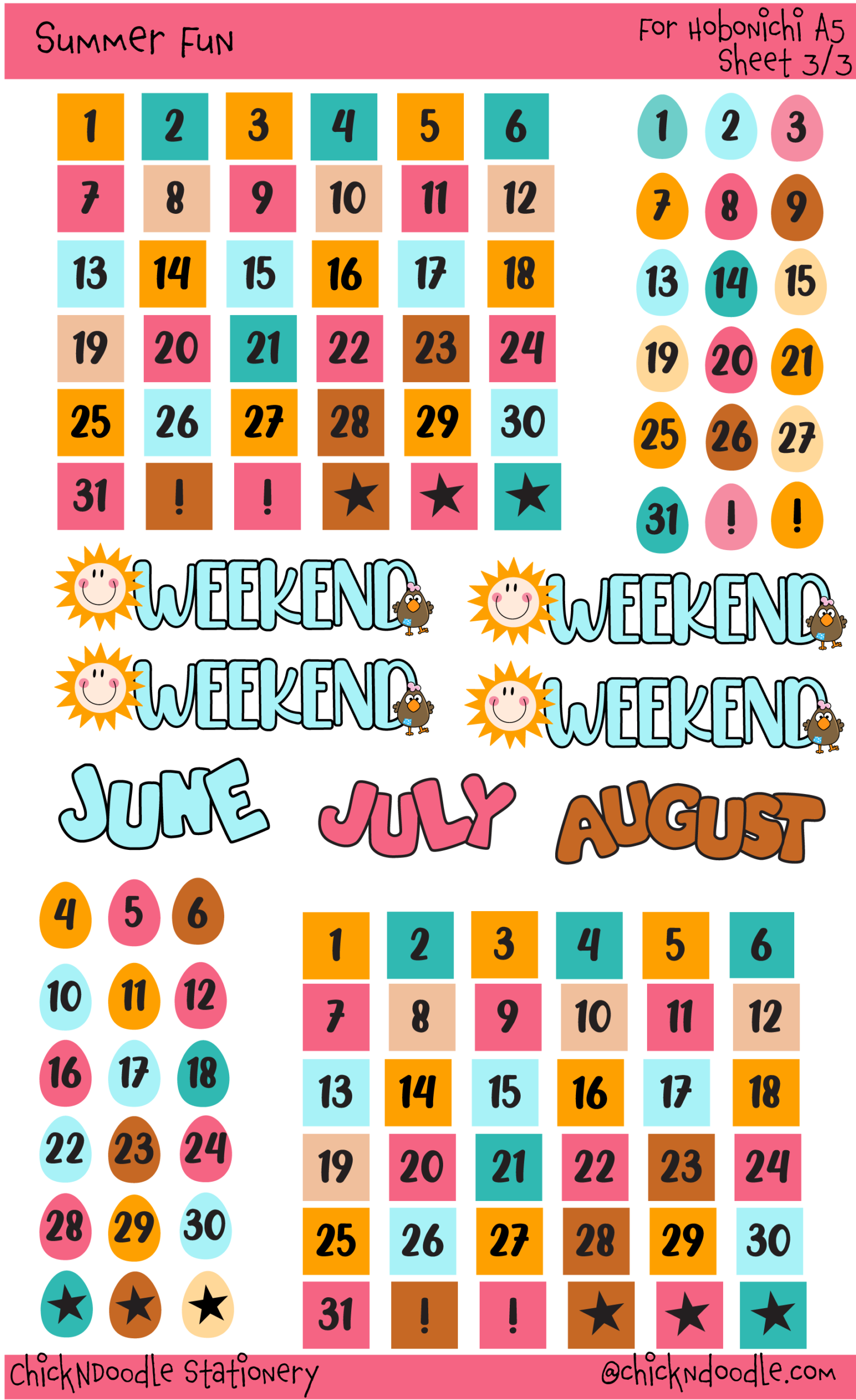 Summer Fun Stickers - A5 Medium