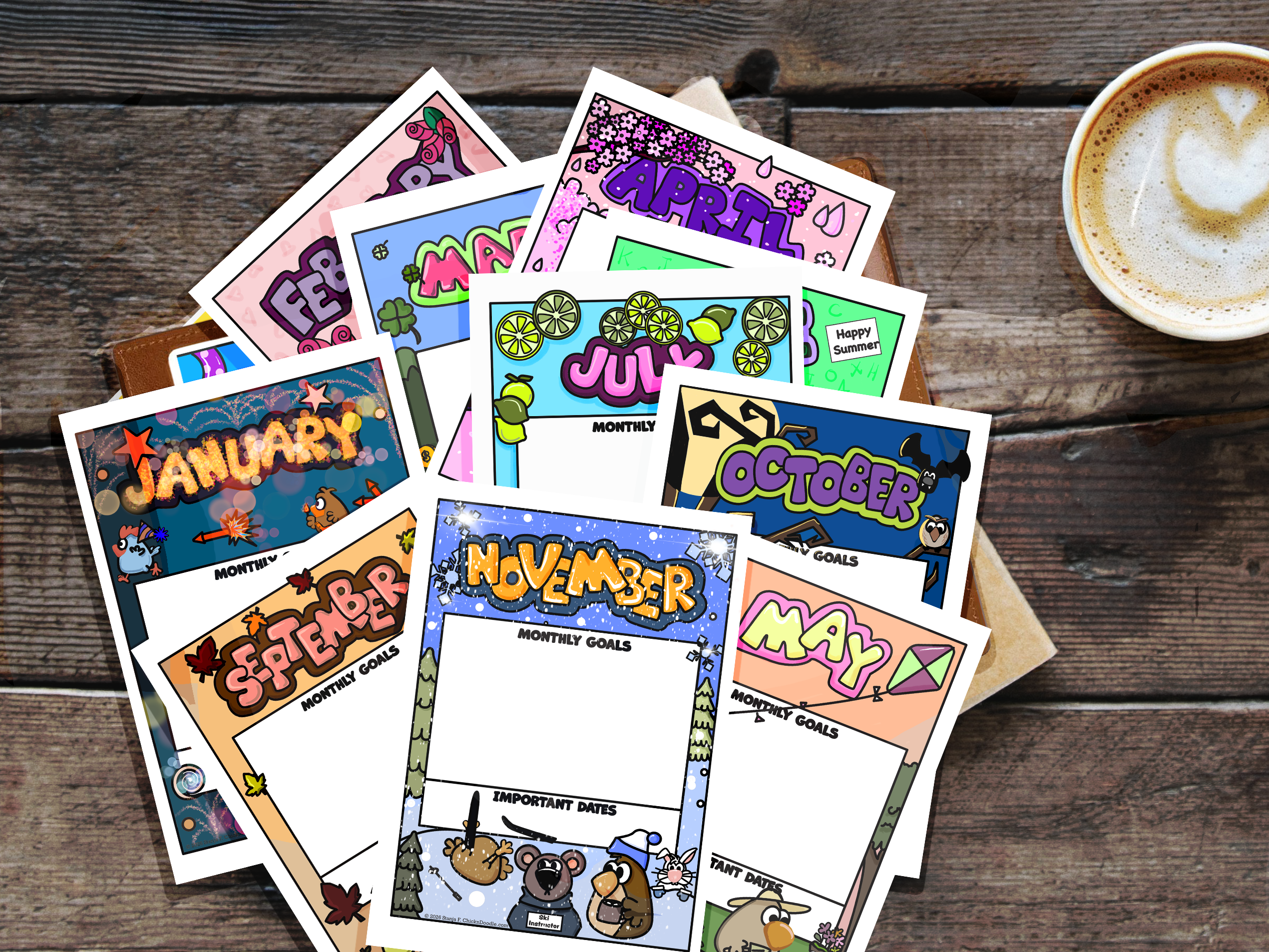 Monthly Goal Stickers for Planners and Journals