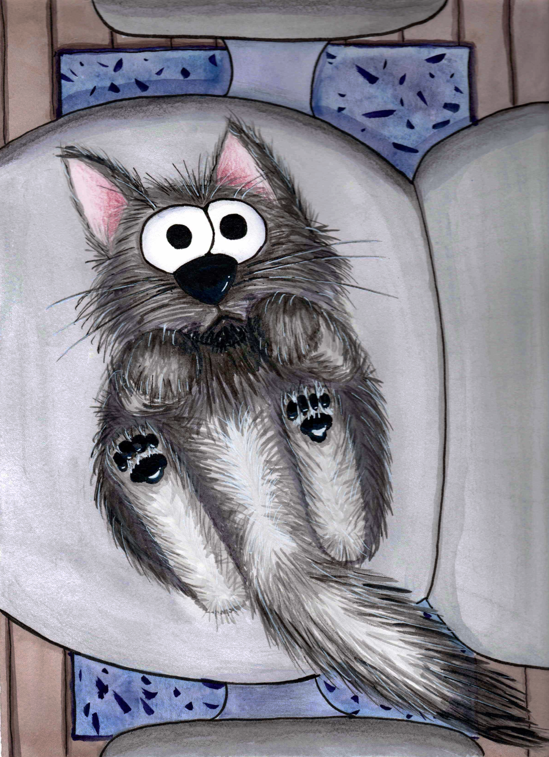 Original Mixed Media Painting Series "The Cat Stole My Seat"