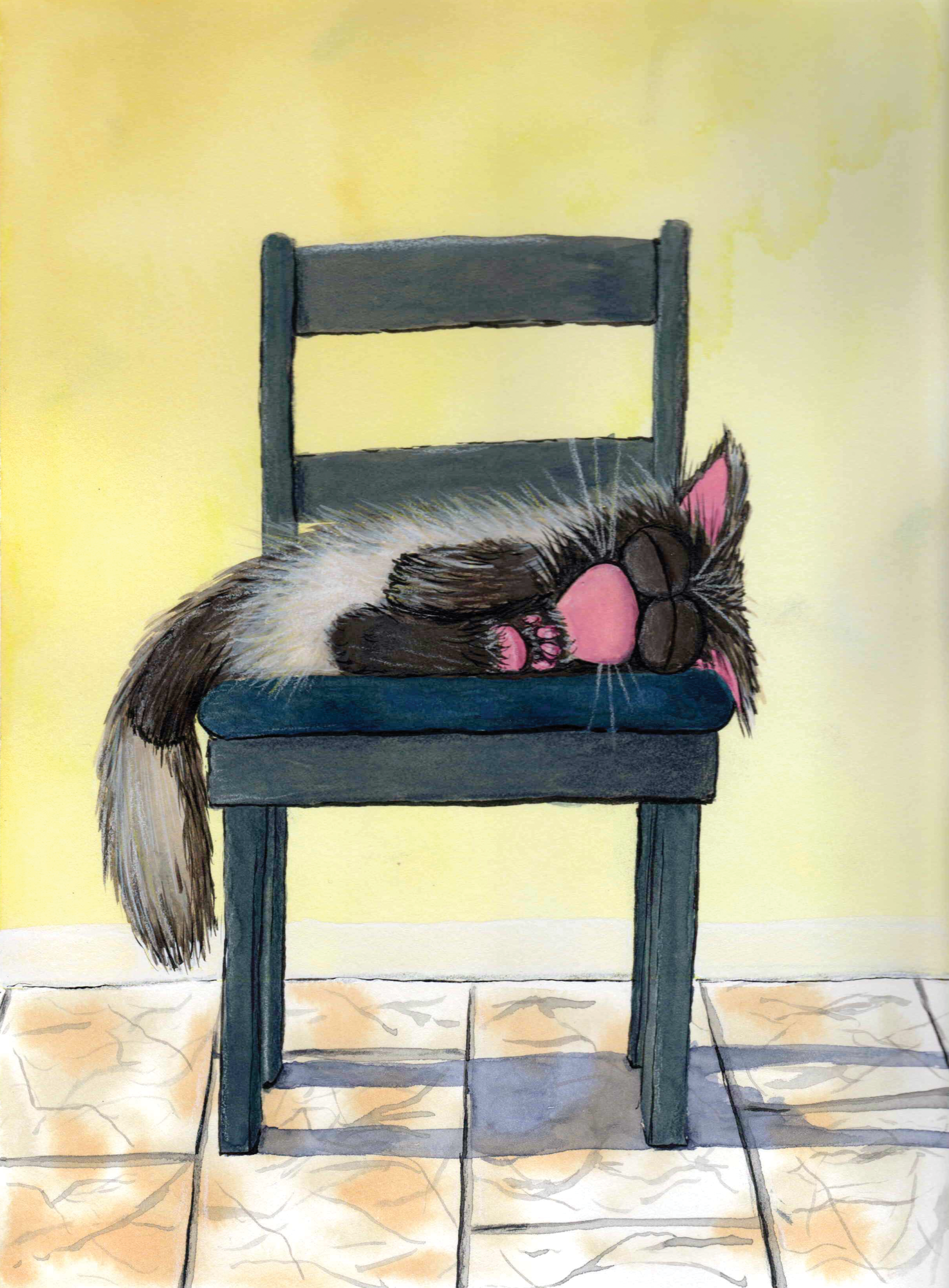 Original Mixed Media Painting Series "The Cat Stole My Seat"