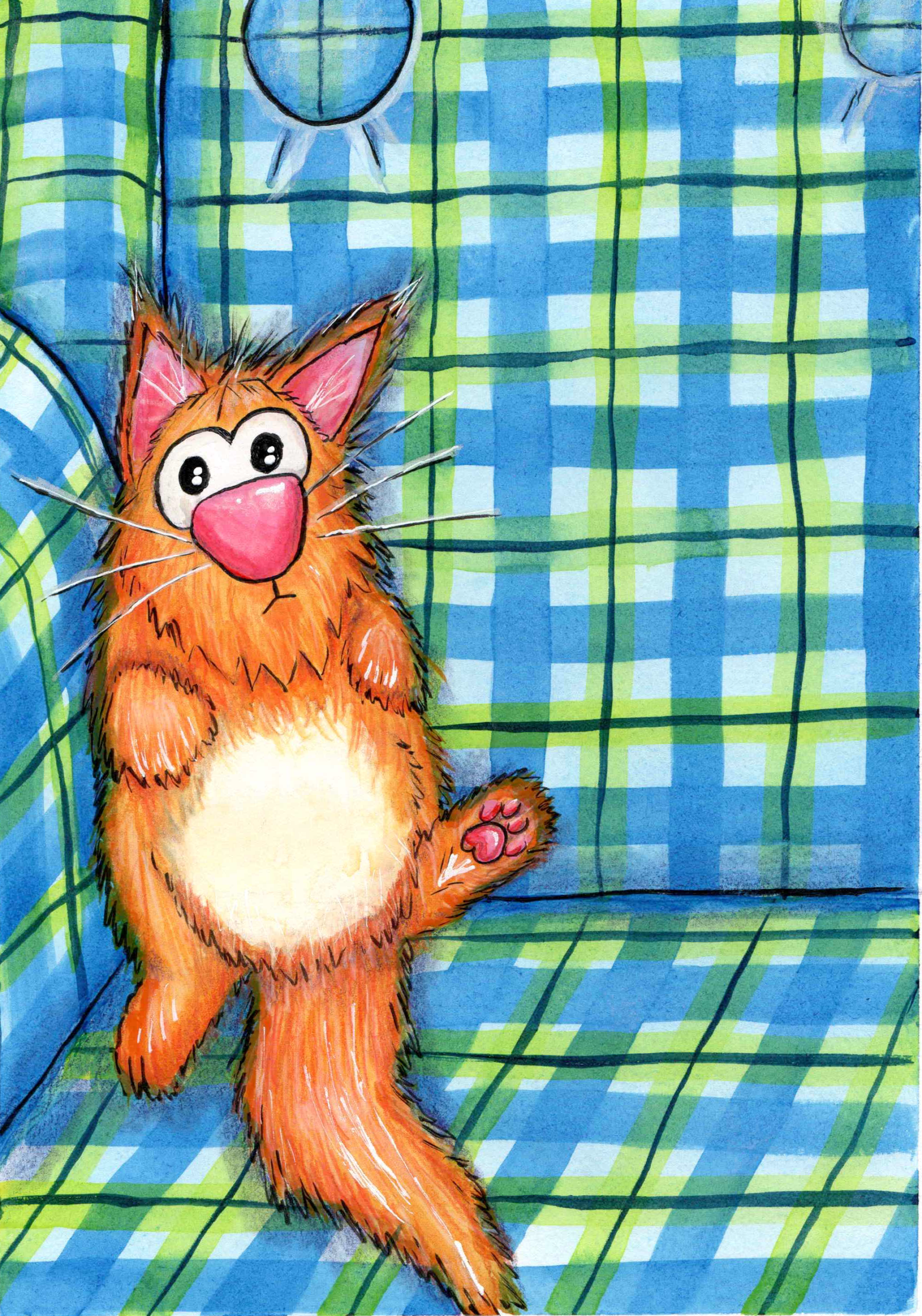 Original Mixed Media Painting Series "The Cat Stole My Seat"