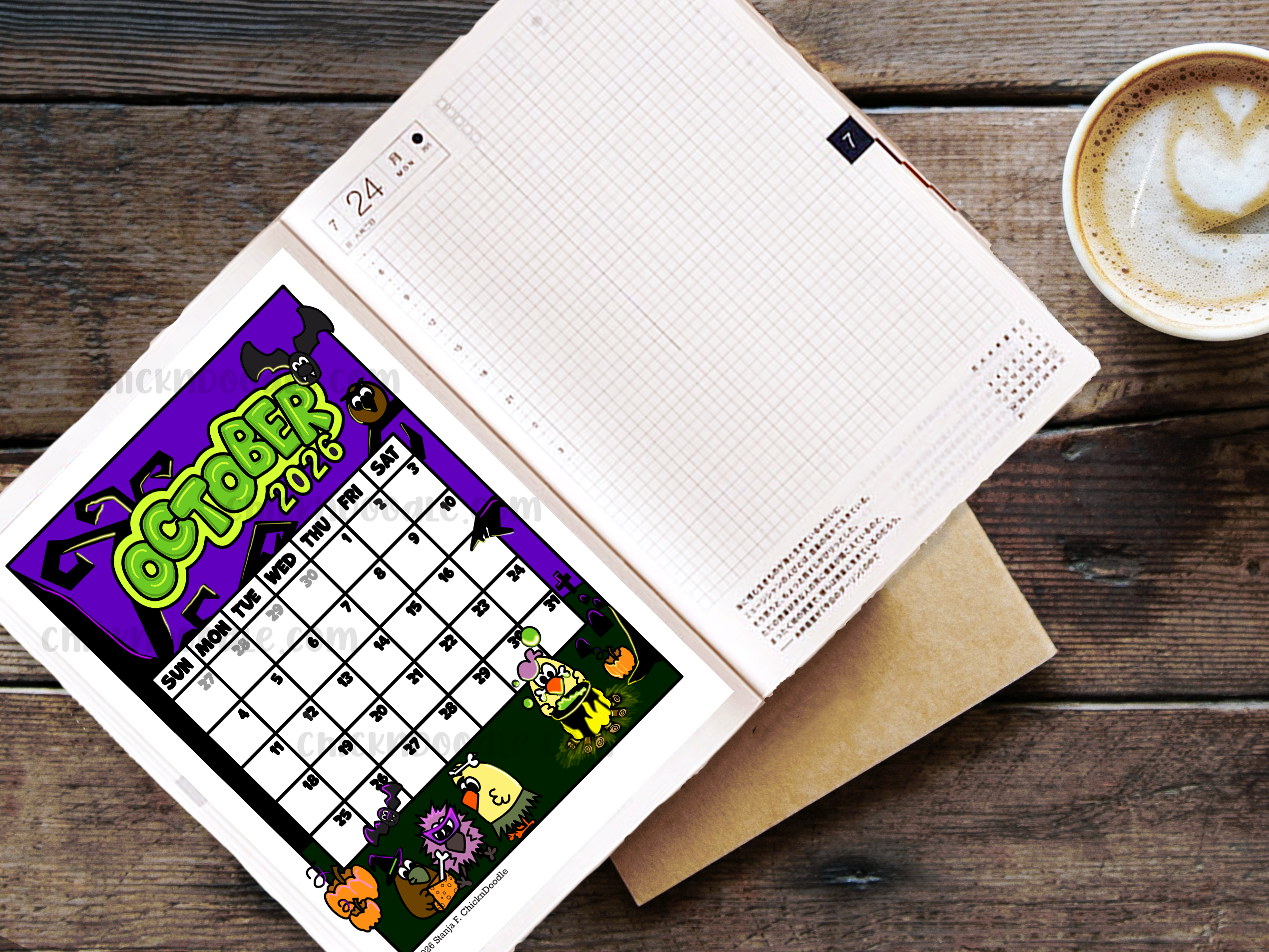 Monthly View Stickers for Journals and Planners