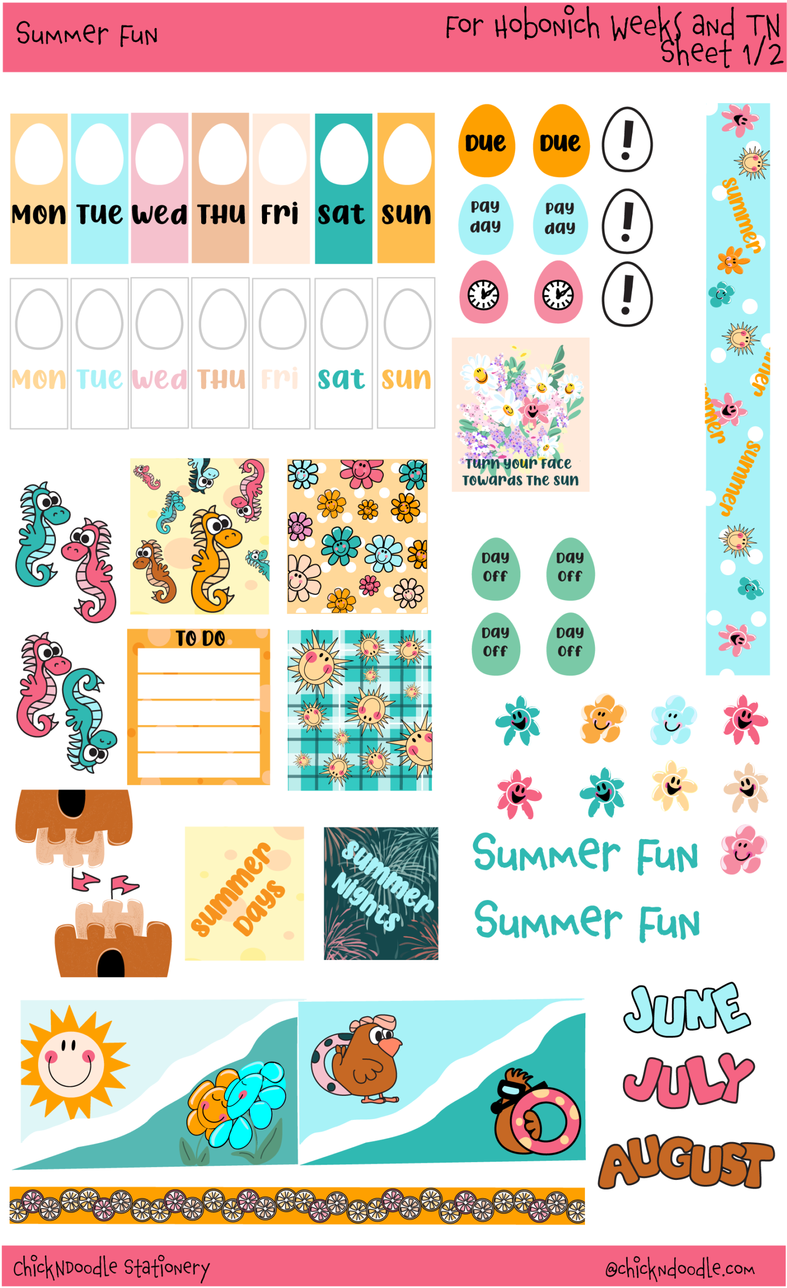 Summer Fun Stickers - A6/Travellers/Weeks