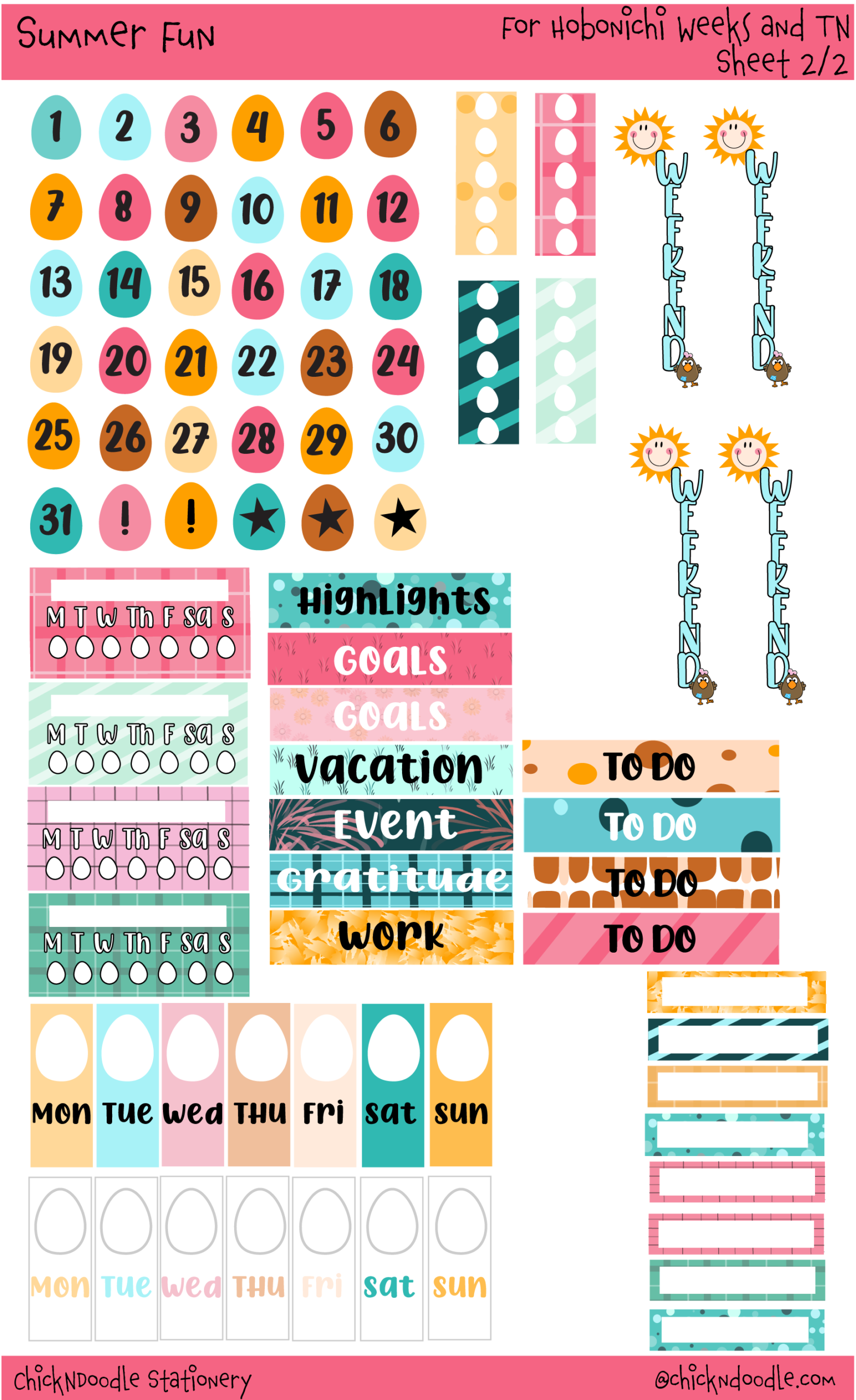 Summer Fun Stickers - A6/Travellers/Weeks